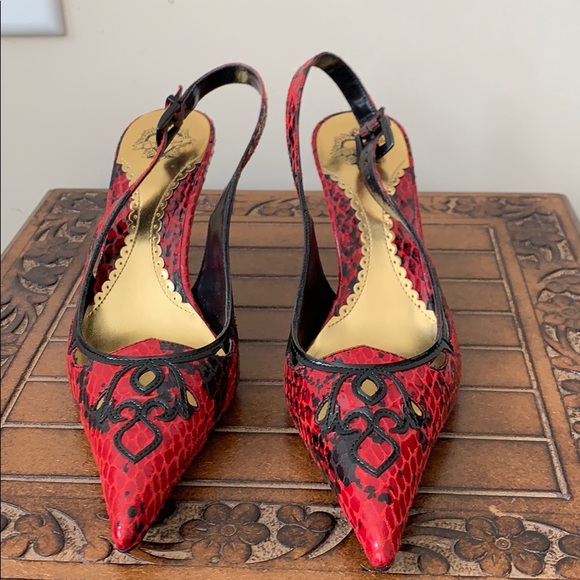 J.Renee Shoes - J Renee Red/Black Pointy Toes Slingback Shoes ***FINAL PRICE***